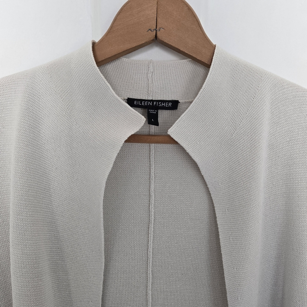 Eileen Fisher Women's Silk Cotton Interlock Cardigan Size L Lagenlook Minimalist - Picture 2 of 12